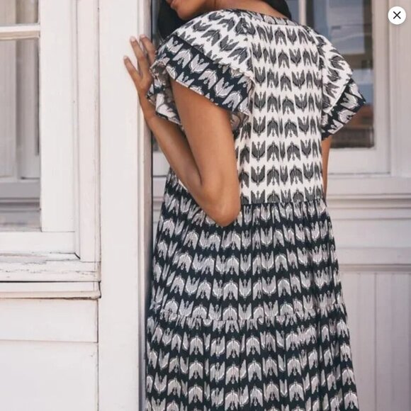 Anthropologie Ruffle-Sleeve  Mini Dress x McKenzie Parrott in Size Small - Picture 2 of 8